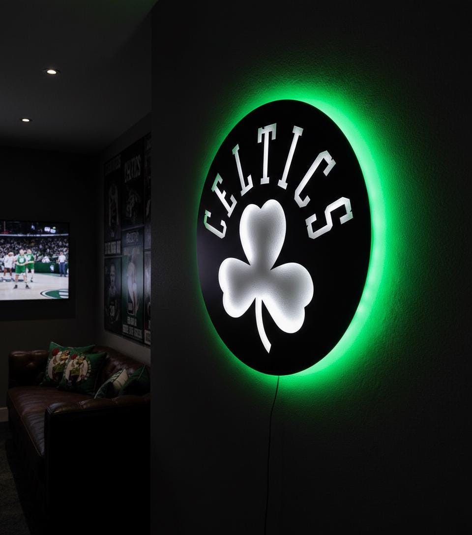 Boston Celtics Wall Art - NBA Logo Basketball Decor Man Cave Gift