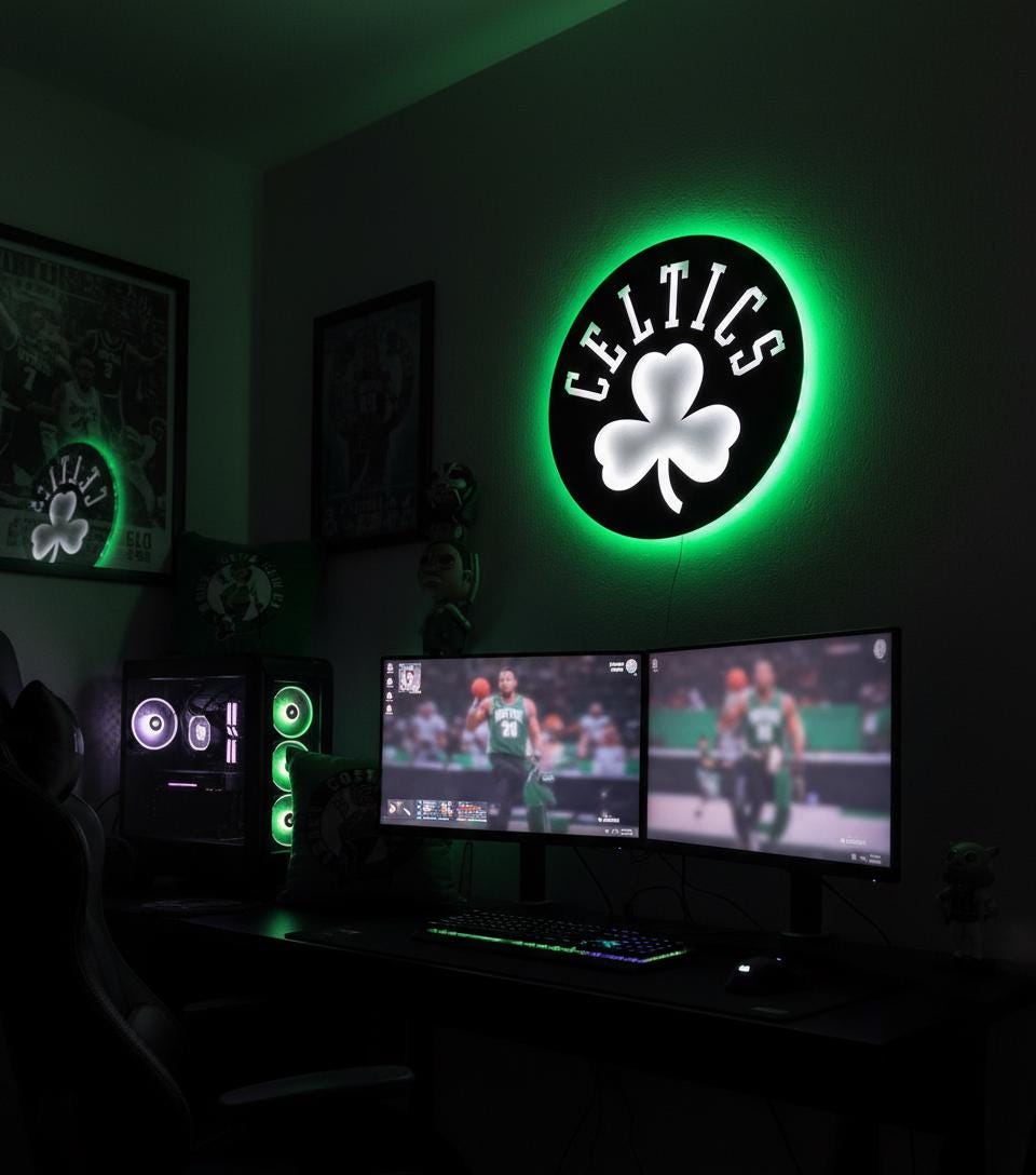 Boston Celtics Wall Art - NBA Logo Basketball Decor Man Cave Gift