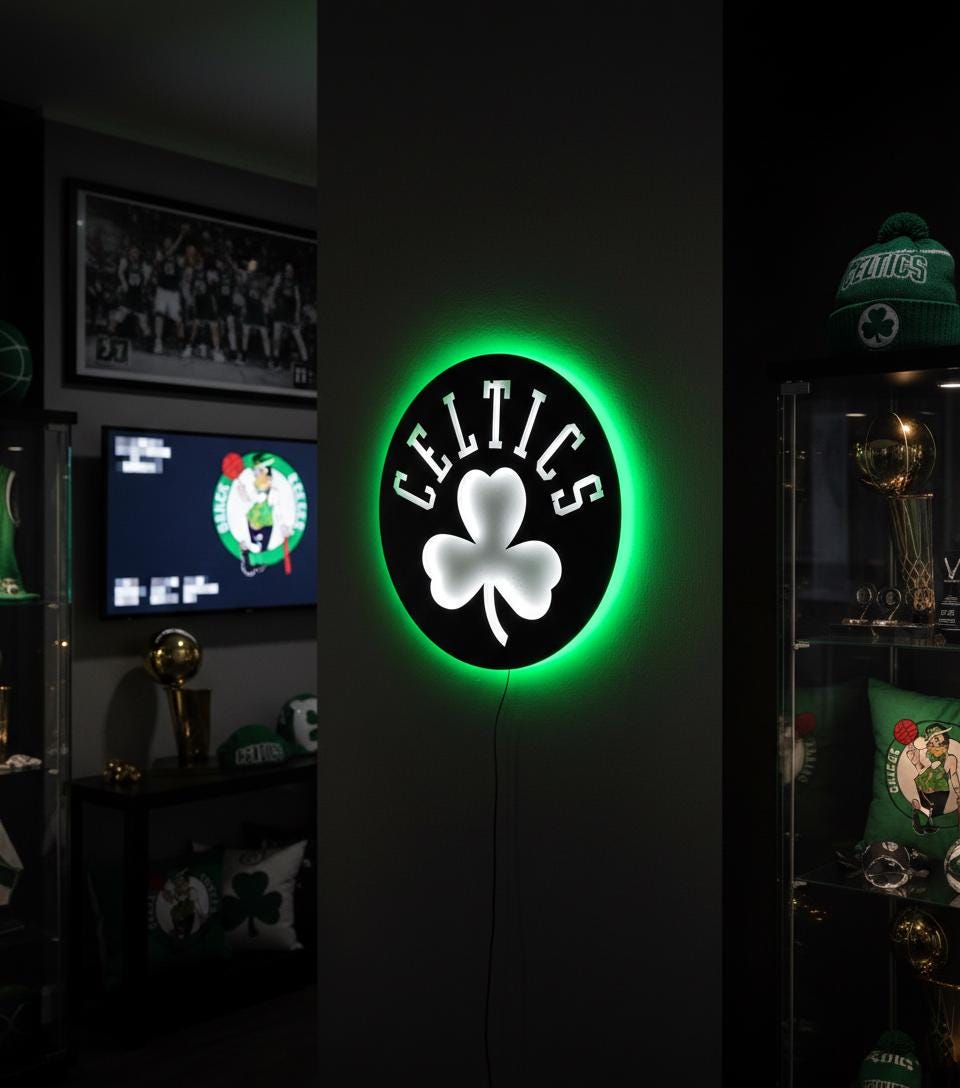 Boston Celtics Wall Art - NBA Logo Basketball Decor Man Cave Gift