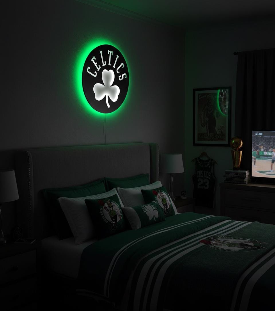 Boston Celtics Wall Art - NBA Logo Basketball Decor Man Cave Gift