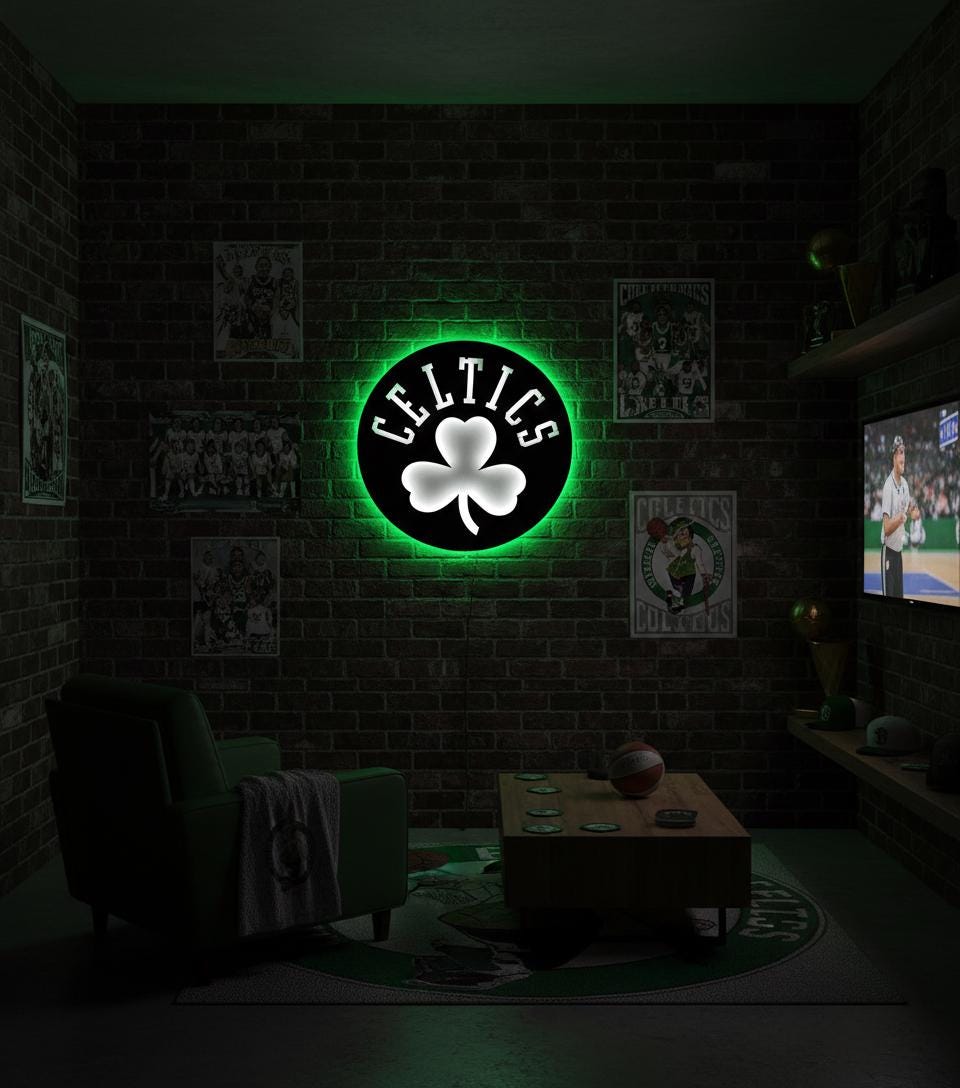 Boston Celtics Wall Art - NBA Logo Basketball Decor Man Cave Gift