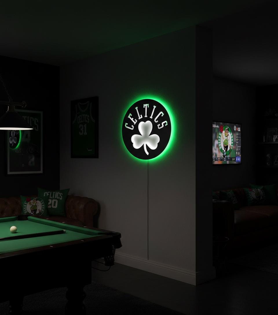 Boston Celtics Wall Art - NBA Logo Basketball Decor Man Cave Gift