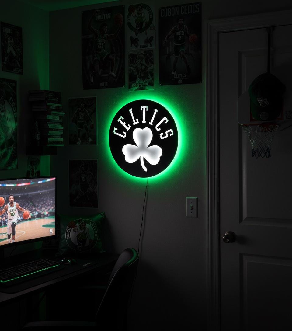 Boston Celtics Wall Art - NBA Logo Basketball Decor Man Cave Gift