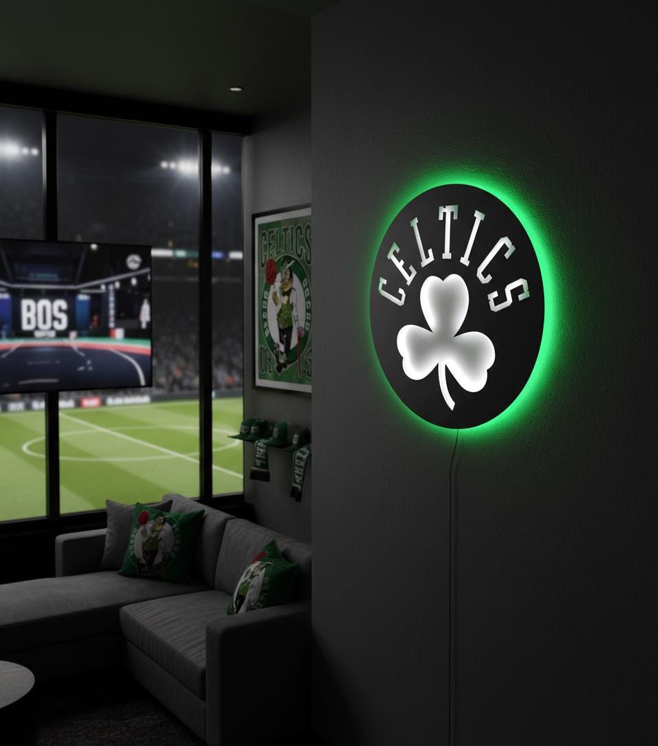 Boston Celtics Wall Art - NBA Logo Basketball Decor Man Cave Gift