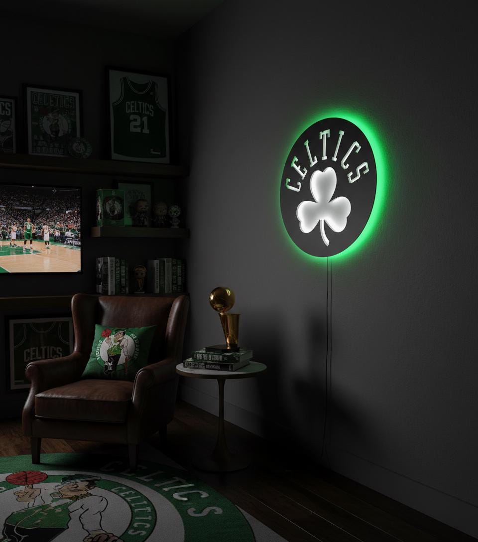 Boston Celtics Wall Art - NBA Logo Basketball Decor Man Cave Gift