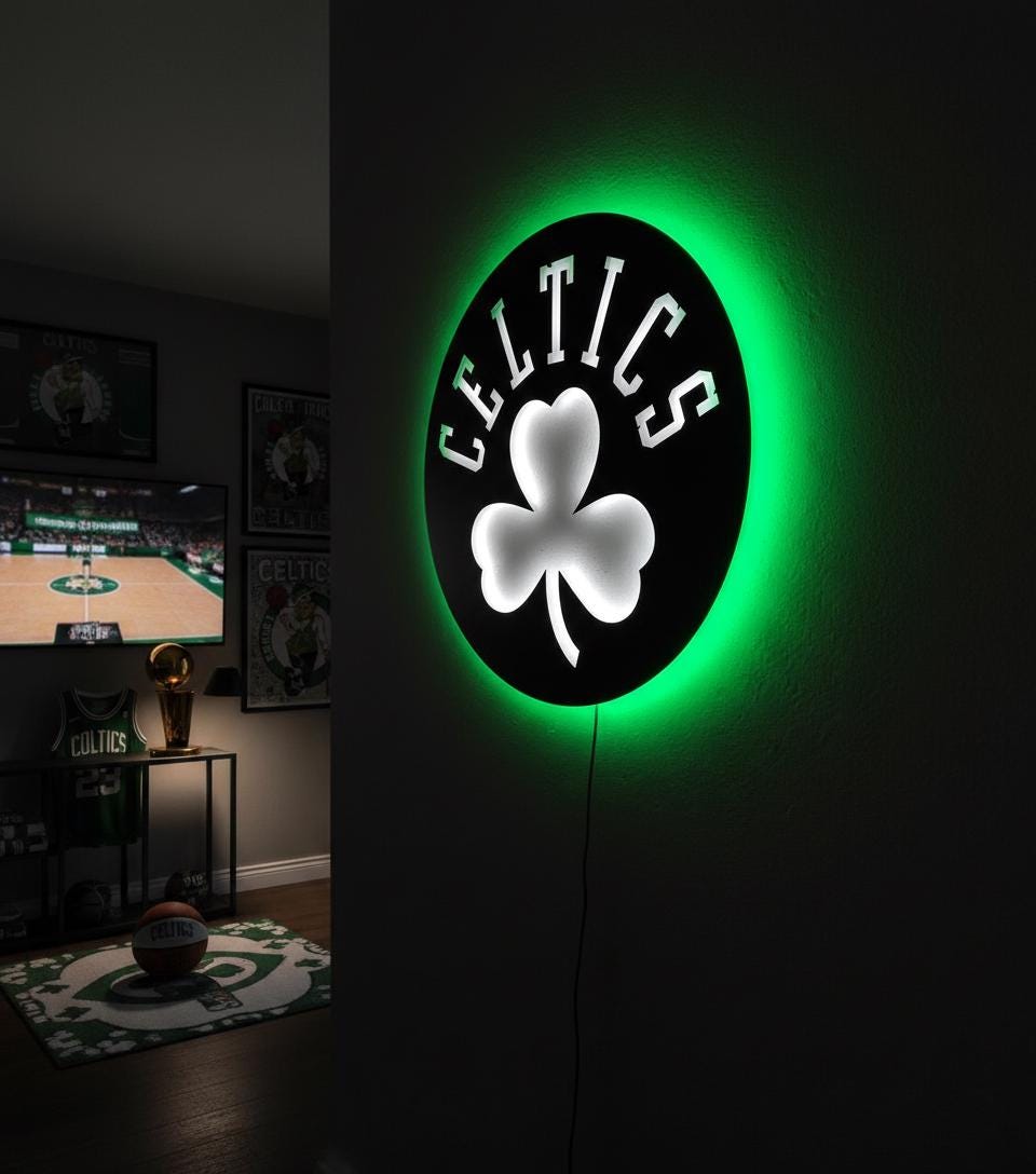 Boston Celtics Wall Art - NBA Logo Basketball Decor Man Cave Gift