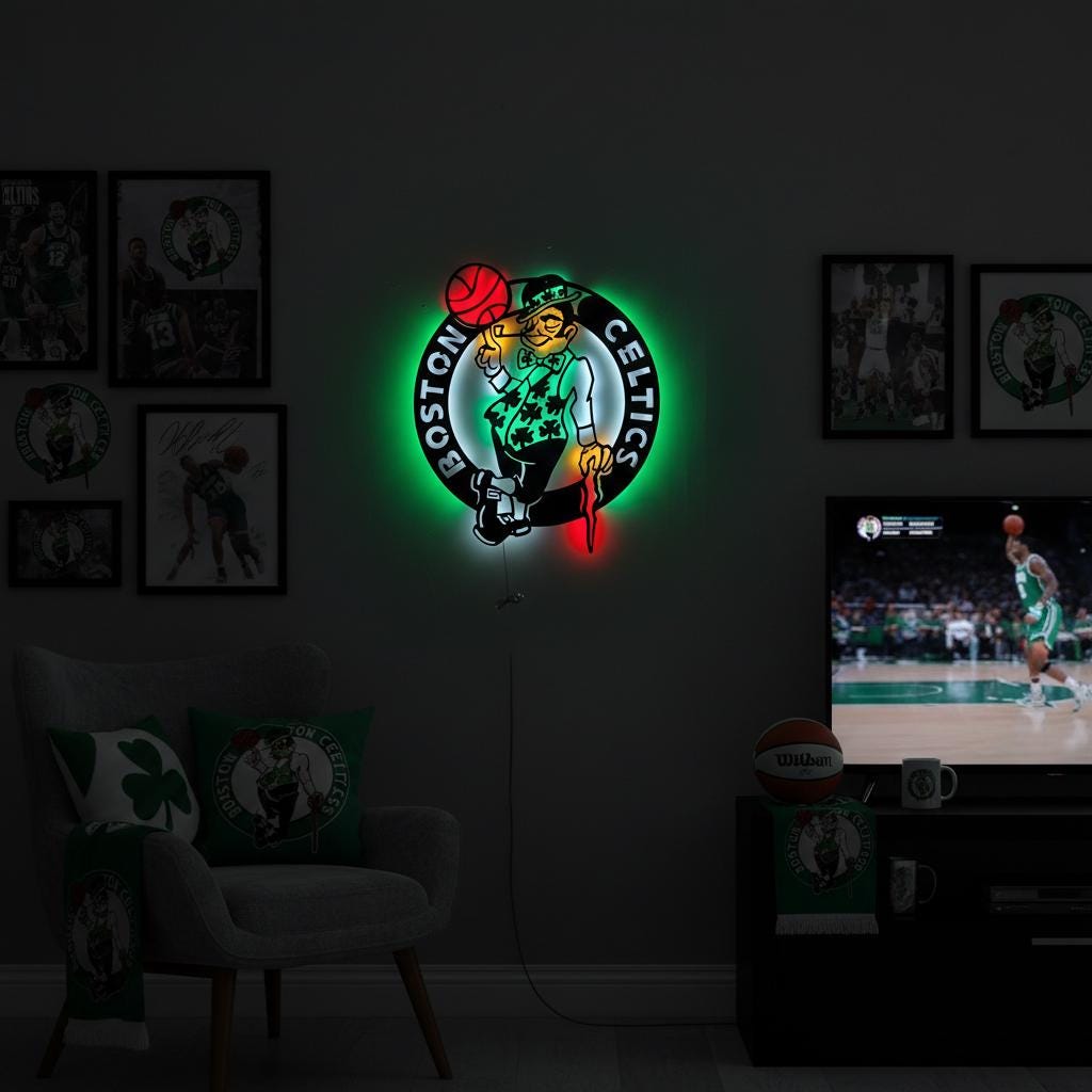 Boston Celtics Wall Art - NBA Team Logo - Game Room Decor for Fans