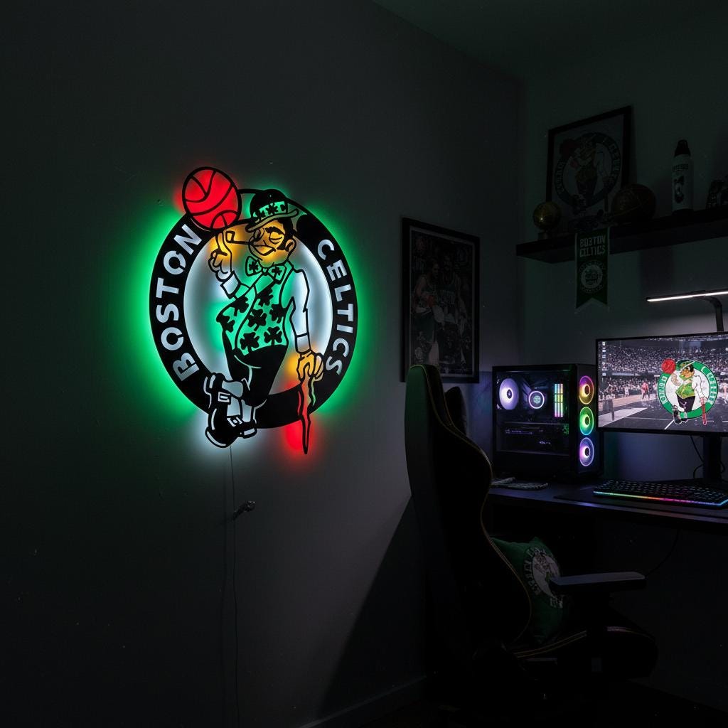 Boston Celtics Wall Art - NBA Team Logo - Game Room Decor for Fans