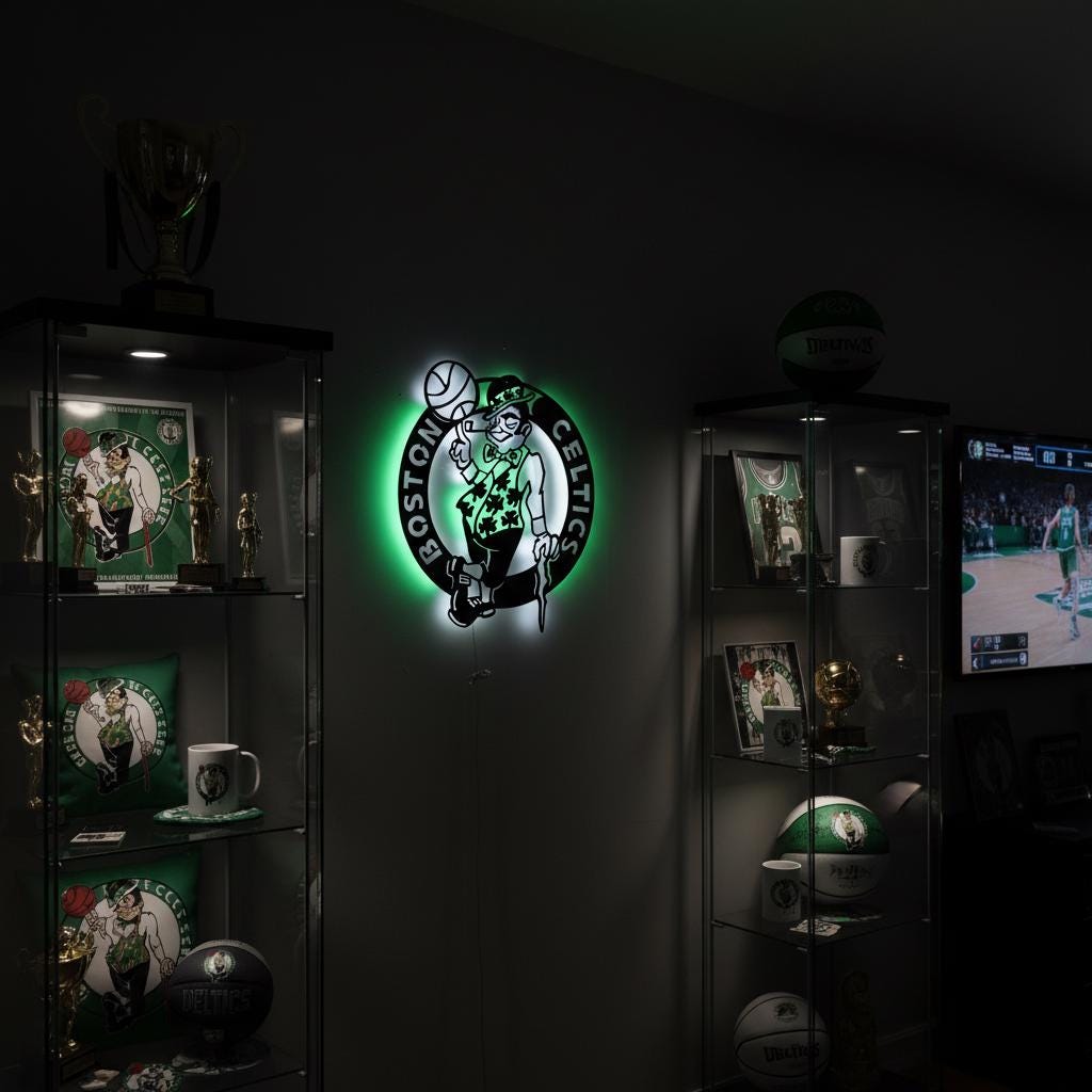 Boston Celtics Wall Art - NBA Team Logo - Game Room Decor for Fans