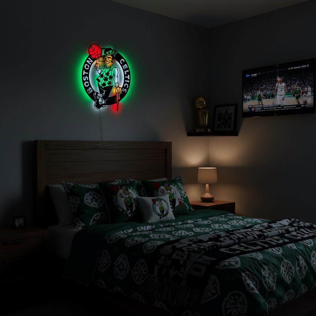 Boston Celtics Wall Art - NBA Team Logo - Game Room Decor for Fans