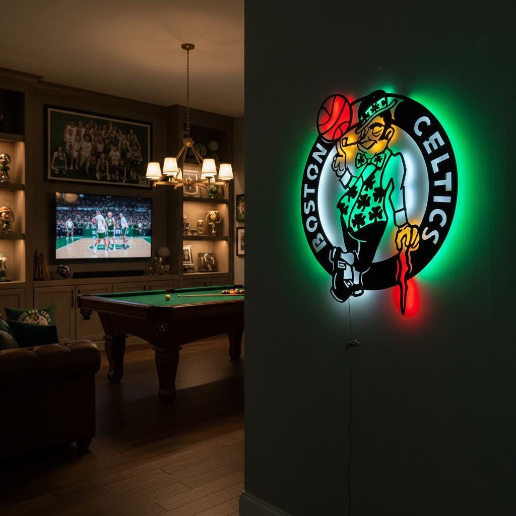 Boston Celtics Wall Art - NBA Team Logo - Game Room Decor for Fans