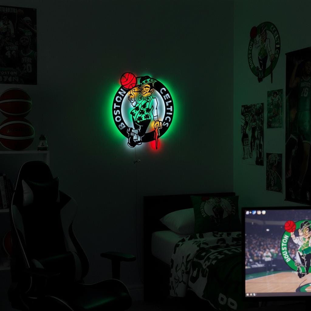 Boston Celtics Wall Art - NBA Team Logo - Game Room Decor for Fans