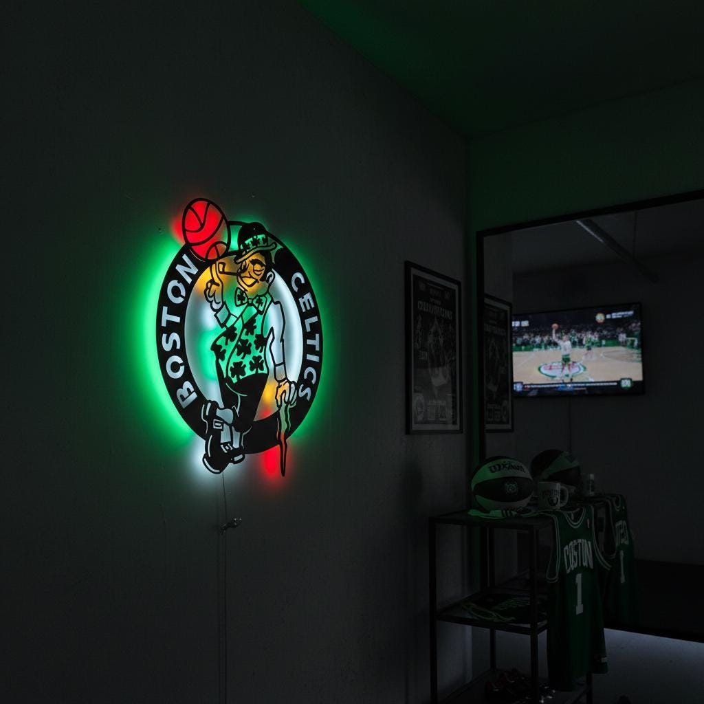 Boston Celtics Wall Art - NBA Team Logo - Game Room Decor for Fans