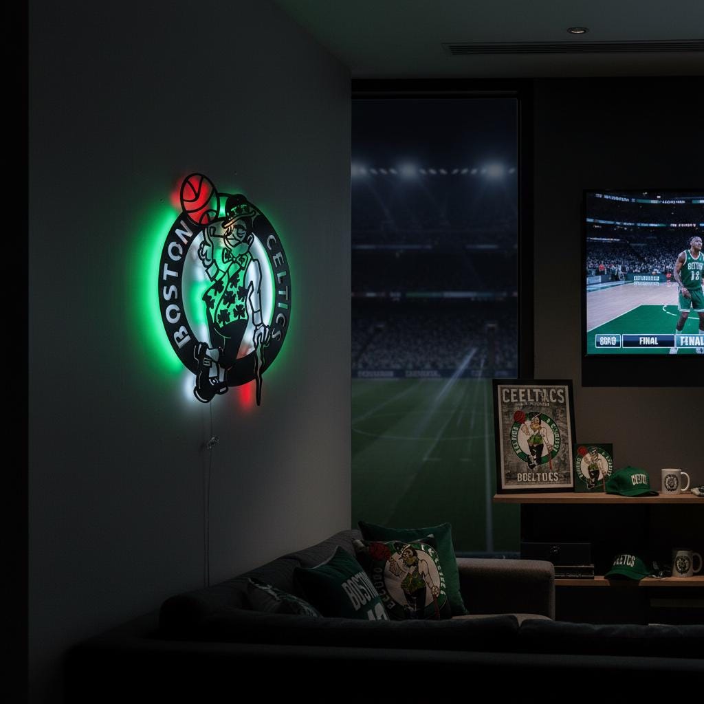 Boston Celtics Wall Art - NBA Team Logo - Game Room Decor for Fans