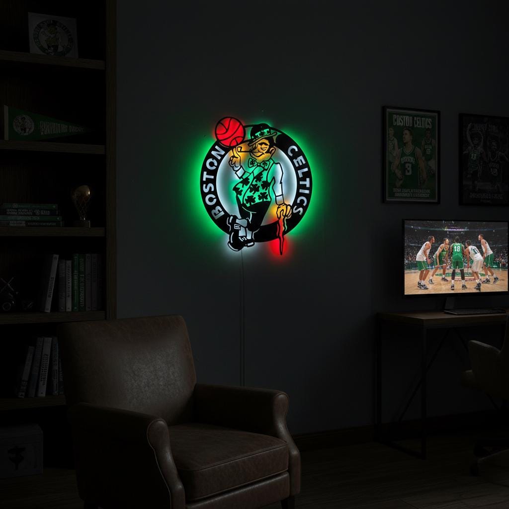 Boston Celtics Wall Art - NBA Team Logo - Game Room Decor for Fans