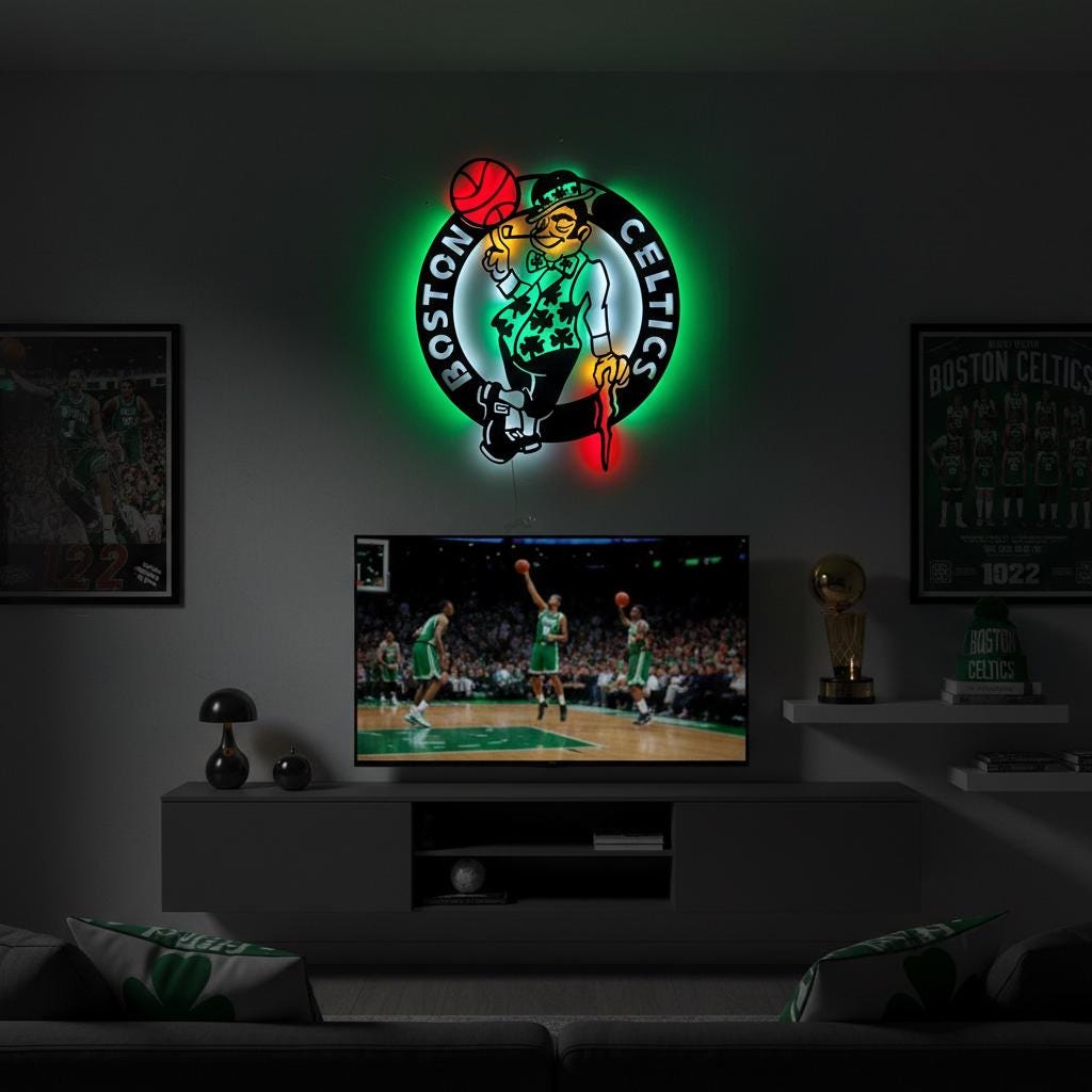 Boston Celtics Wall Art - NBA Team Logo - Game Room Decor for Fans