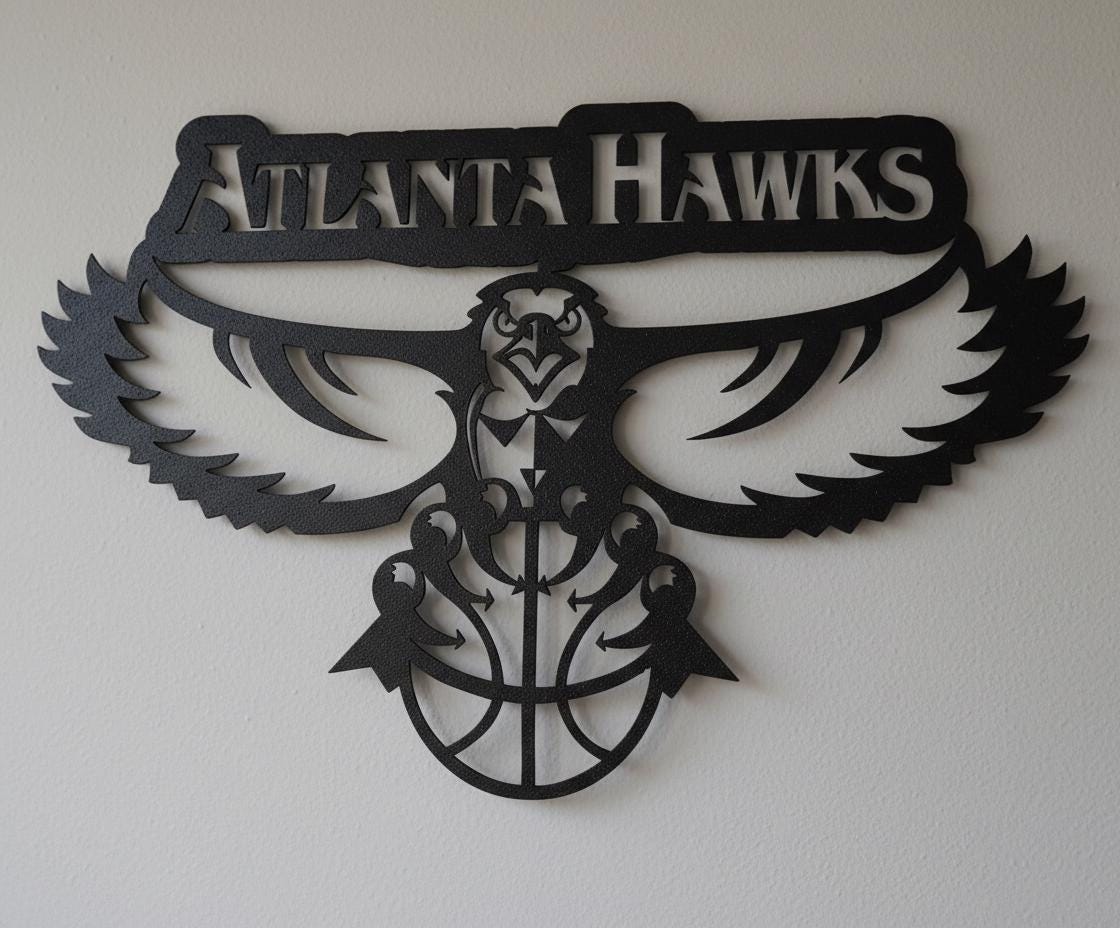Atlanta Hawks Wall Art - Team Logo Basketball Decor for Game Room & Mancave