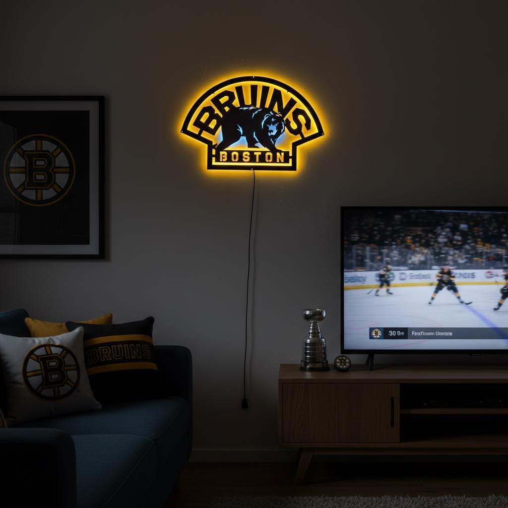 Boston Bruins Wall Art - Official Team Logo Hockey Decor Game Room Gift