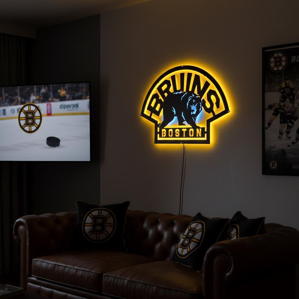 Boston Bruins Wall Art - Official Team Logo Hockey Decor Game Room Gift