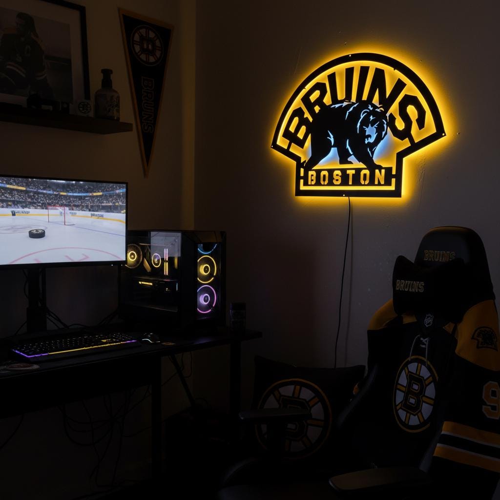 Boston Bruins Wall Art - Official Team Logo Hockey Decor Game Room Gift