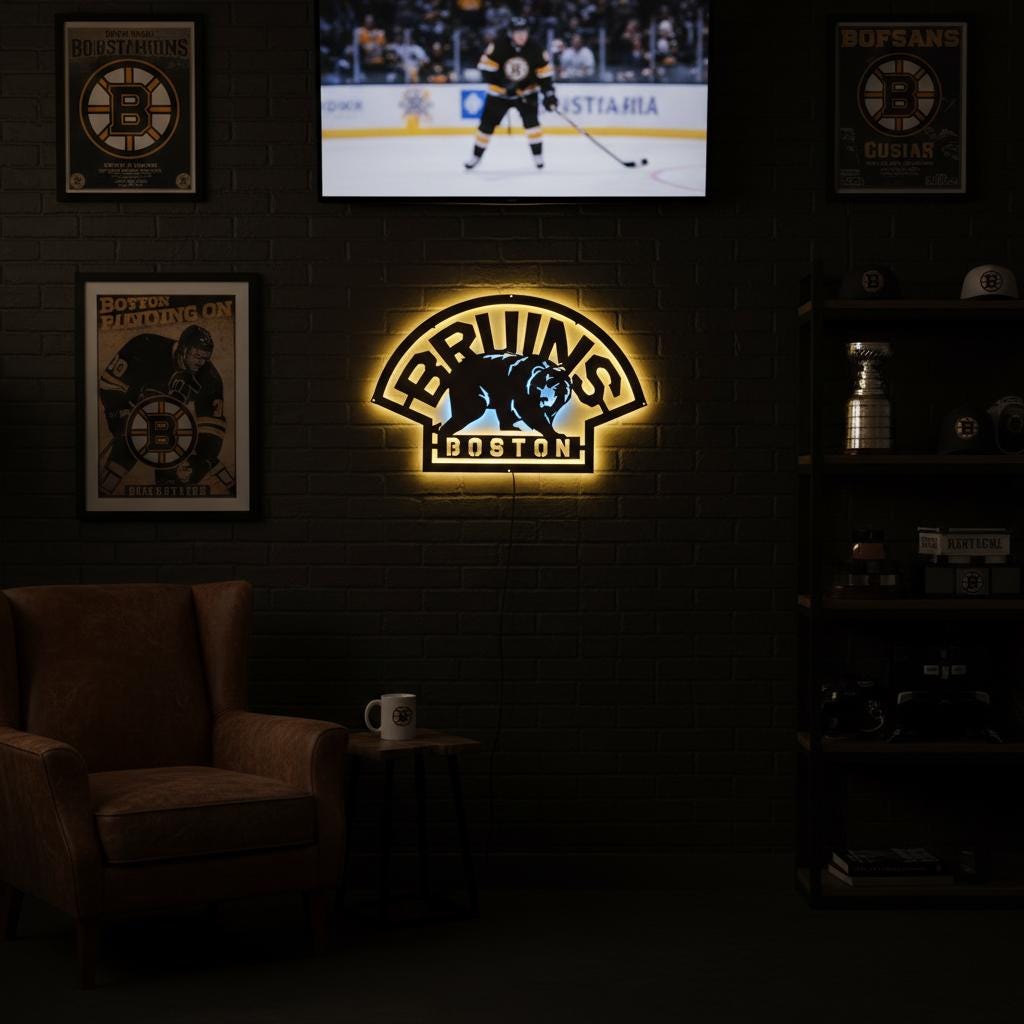 Boston Bruins Wall Art - Official Team Logo Hockey Decor Game Room Gift