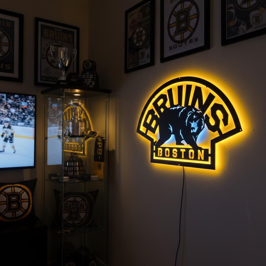 Boston Bruins Wall Art - Official Team Logo Hockey Decor Game Room Gift