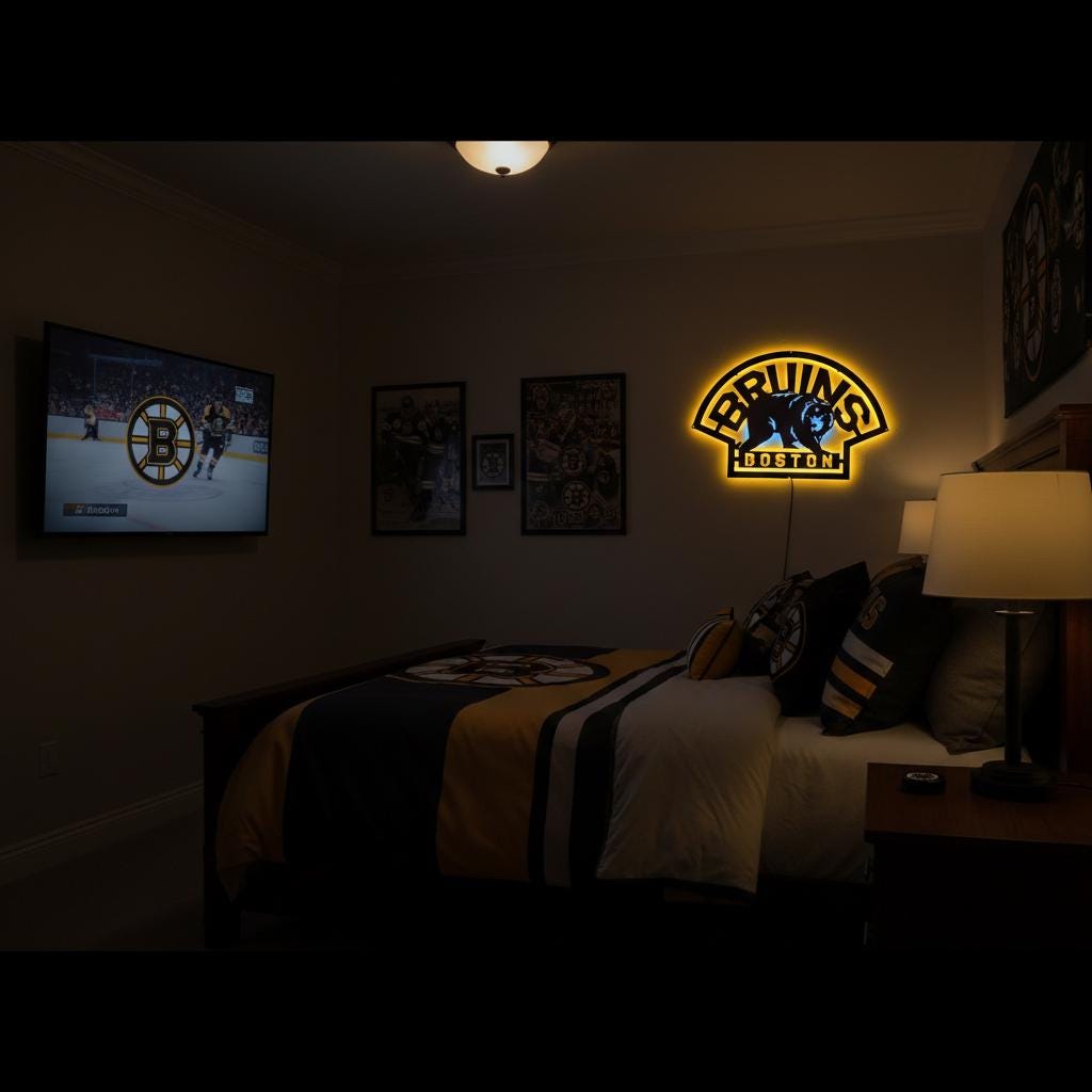 Boston Bruins Wall Art - Official Team Logo Hockey Decor Game Room Gift