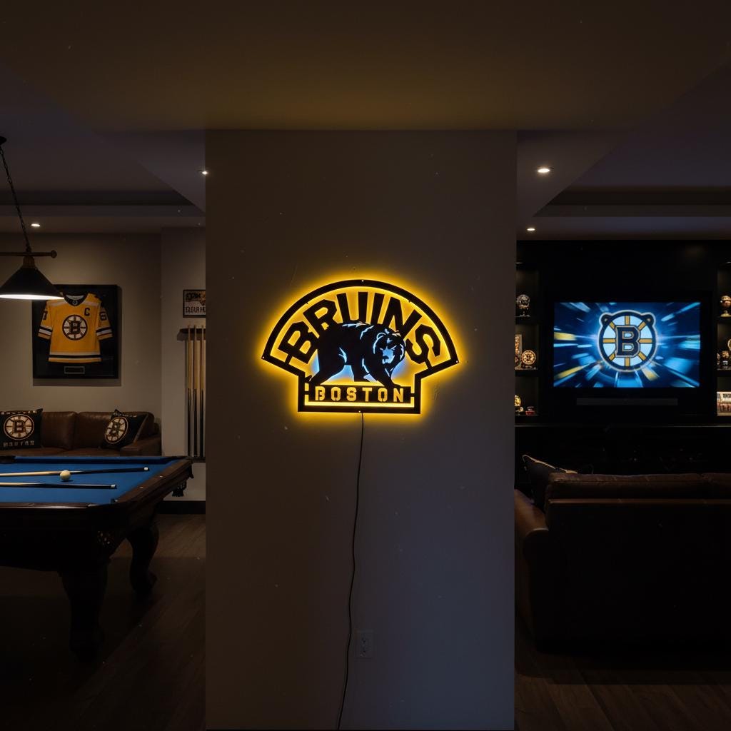 Boston Bruins Wall Art - Official Team Logo Hockey Decor Game Room Gift
