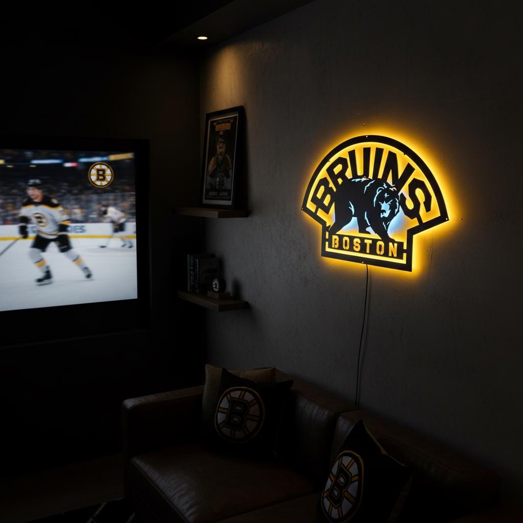Boston Bruins Wall Art - Official Team Logo Hockey Decor Game Room Gift