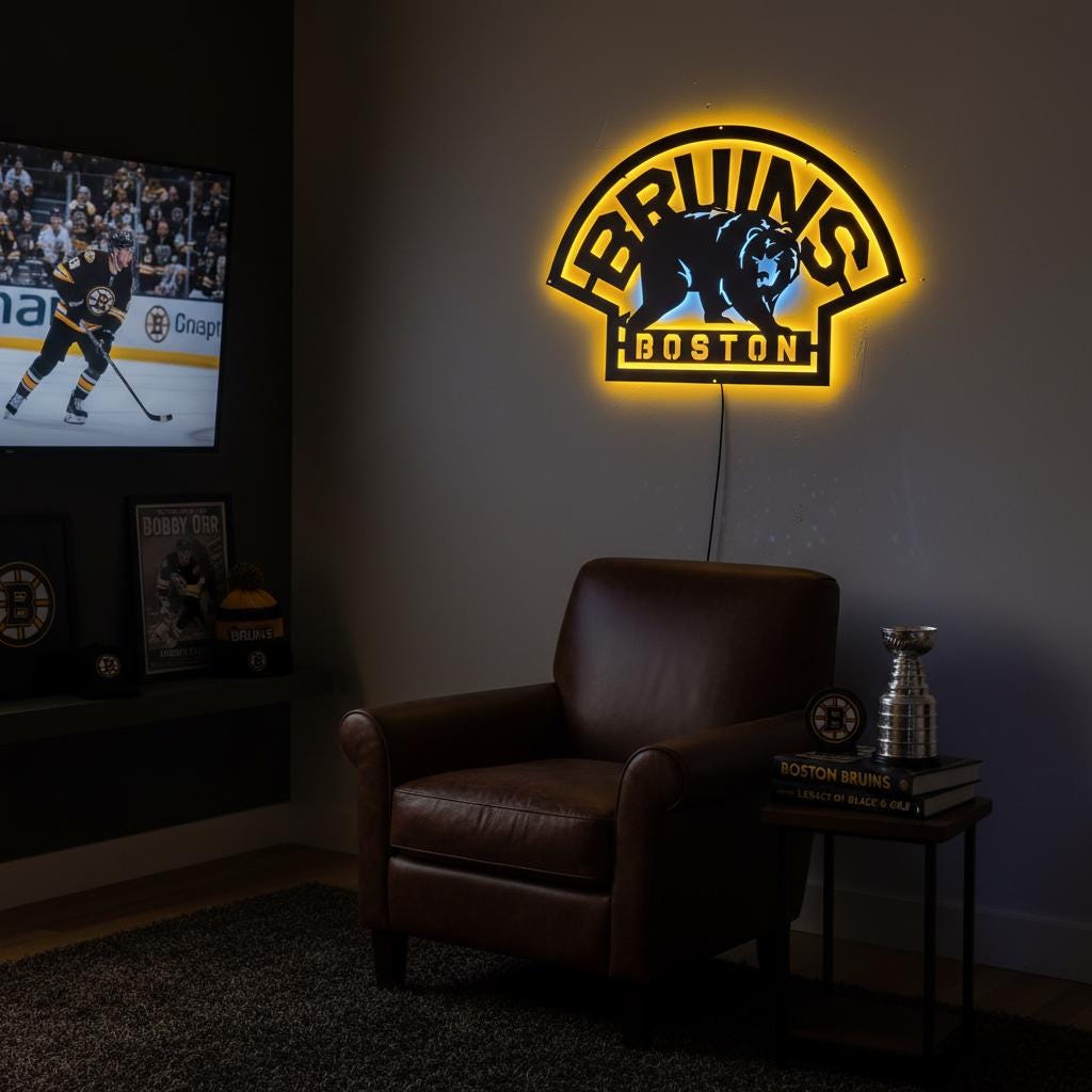 Boston Bruins Wall Art - Official Team Logo Hockey Decor Game Room Gift
