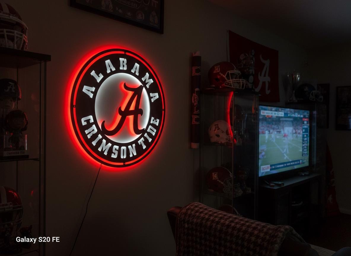 Alabama Crimson Tide Wall Art - College Football Logo Game Room Decor