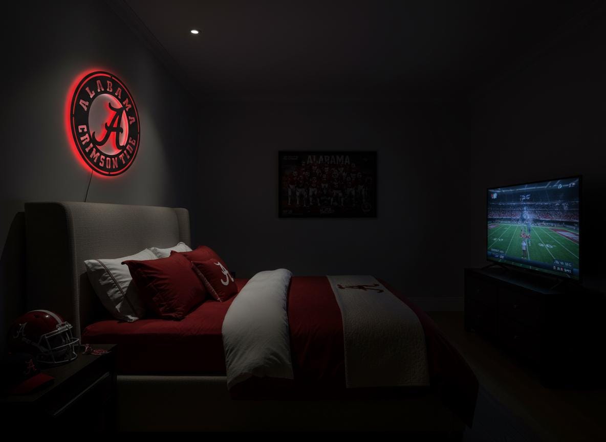 Alabama Crimson Tide Wall Art - College Football Logo Game Room Decor