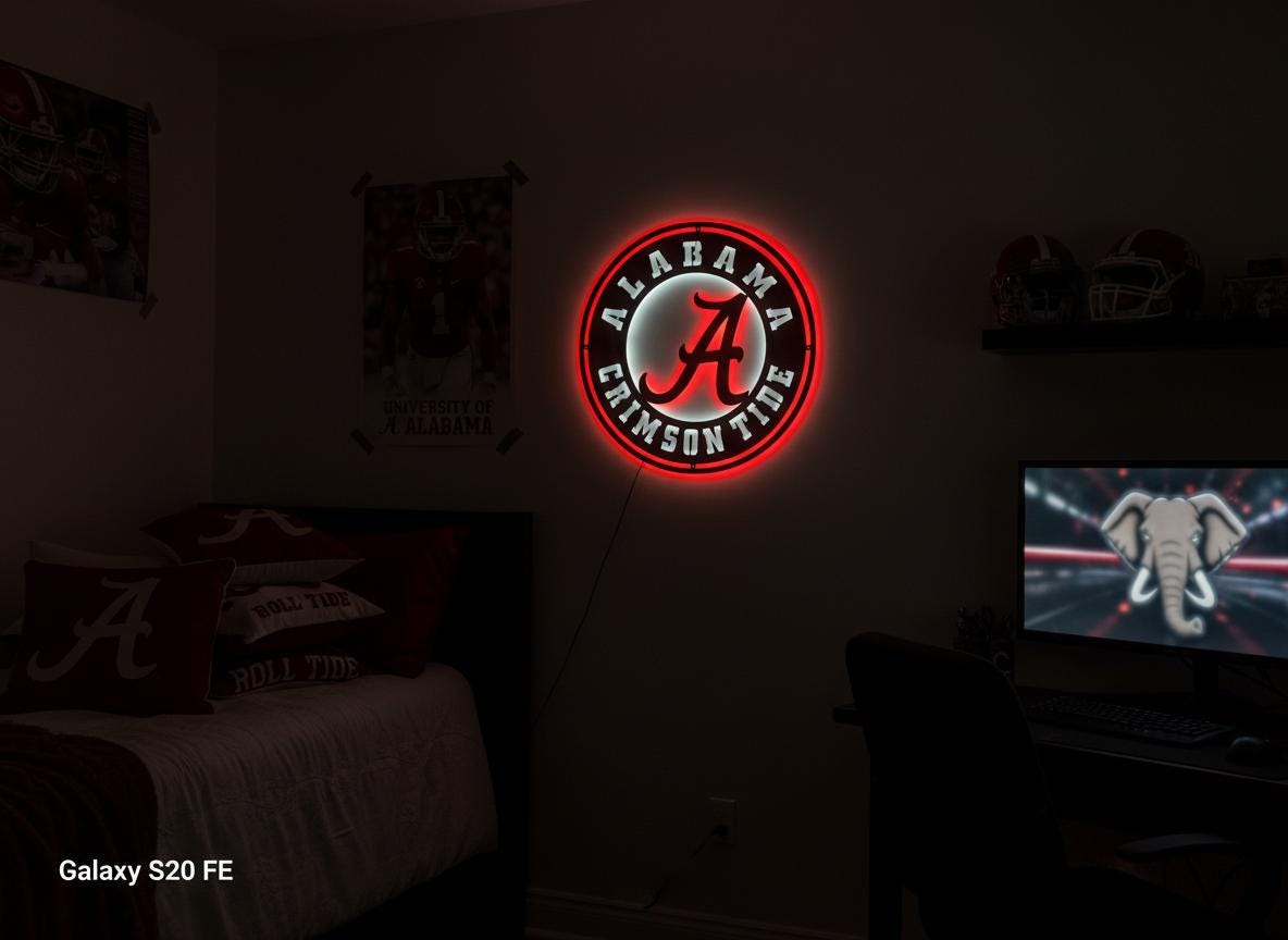 Alabama Crimson Tide Wall Art - College Football Logo Game Room Decor