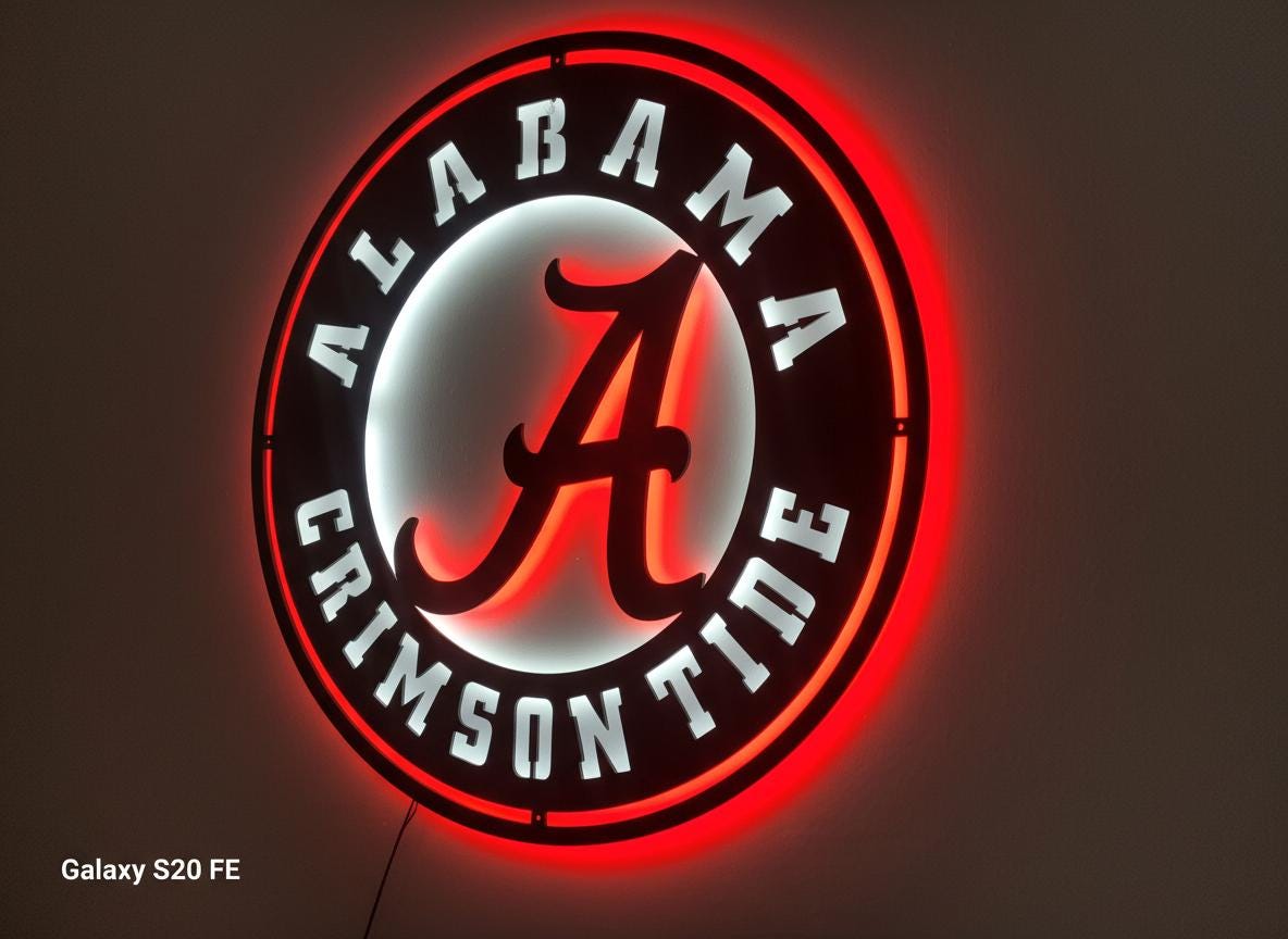 Alabama Crimson Tide Wall Art - College Football Logo Game Room Decor