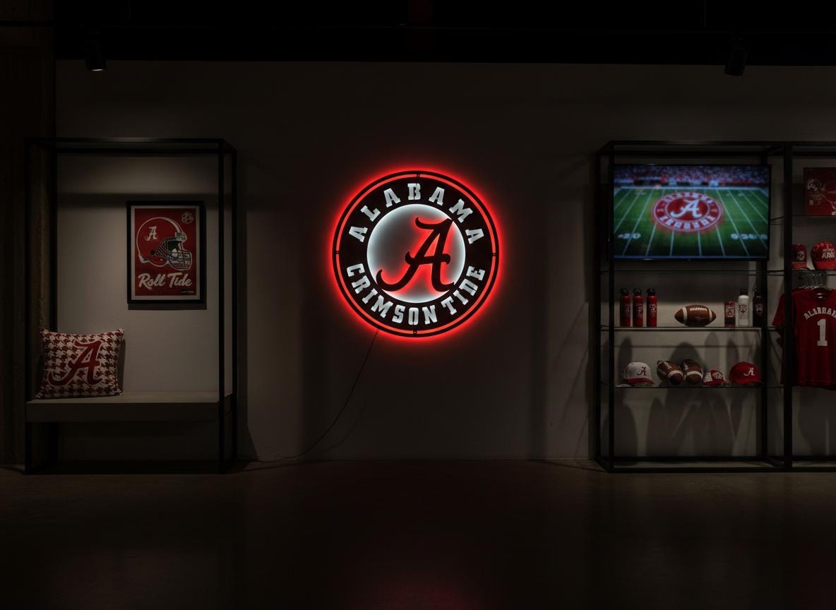 Alabama Crimson Tide Wall Art - College Football Logo Game Room Decor