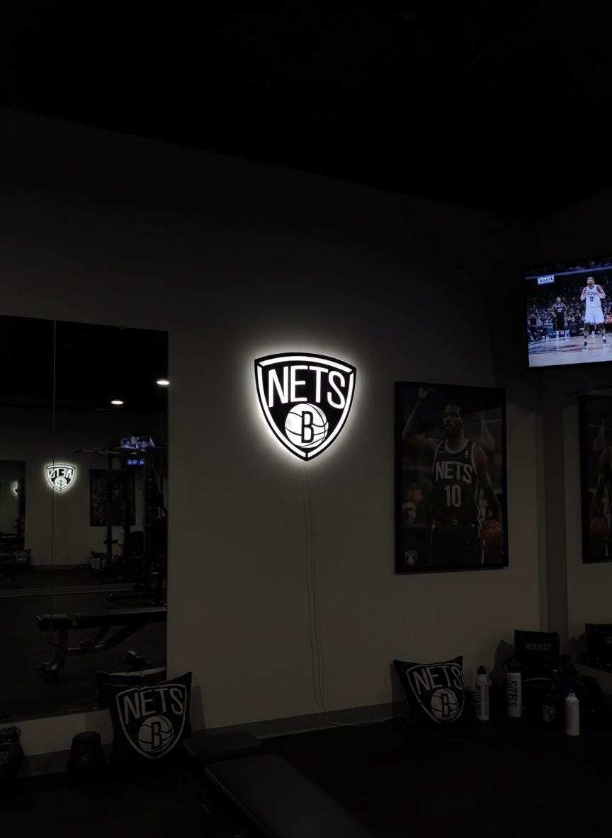 Brooklyn Nets Wall Art - NBA Team Logo Basketball Game Room Decor
