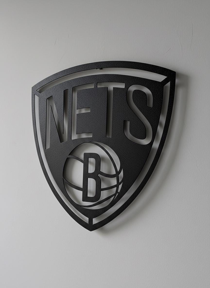 Brooklyn Nets Wall Art - NBA Team Logo Basketball Game Room Decor