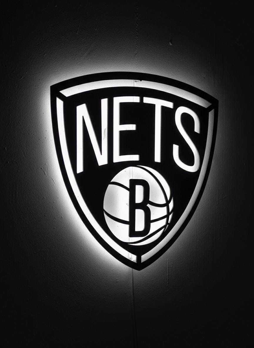 Brooklyn Nets Wall Art - NBA Team Logo Basketball Game Room Decor
