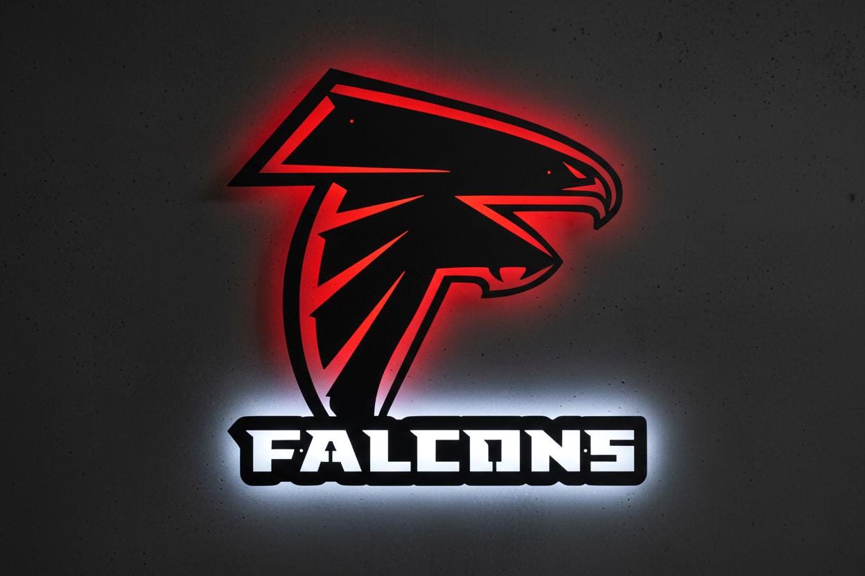 Atlanta Falcons Wall Art - NFL Team Logo Football Man Cave Decor Gift