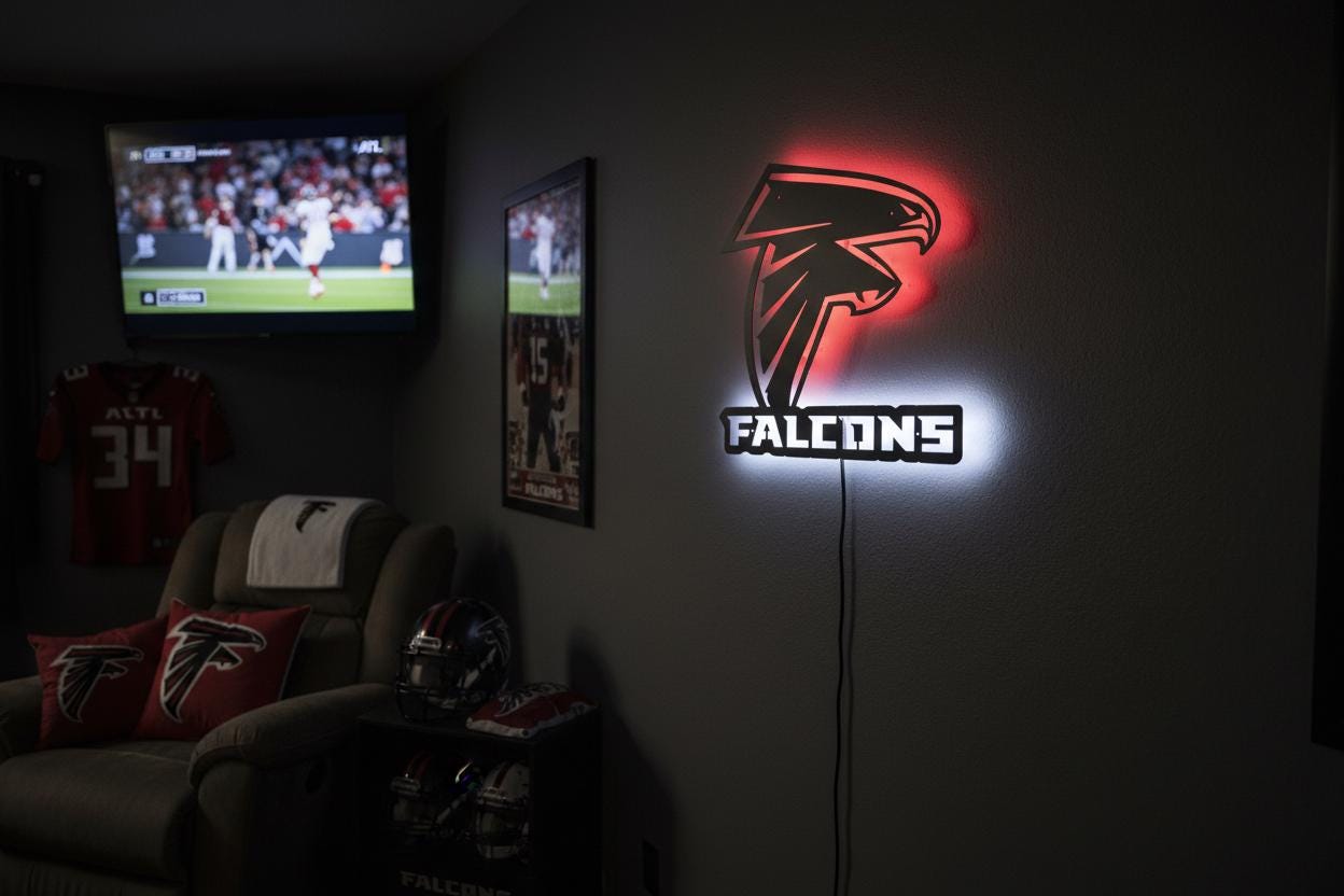 Atlanta Falcons Wall Art - NFL Team Logo Football Man Cave Decor Gift