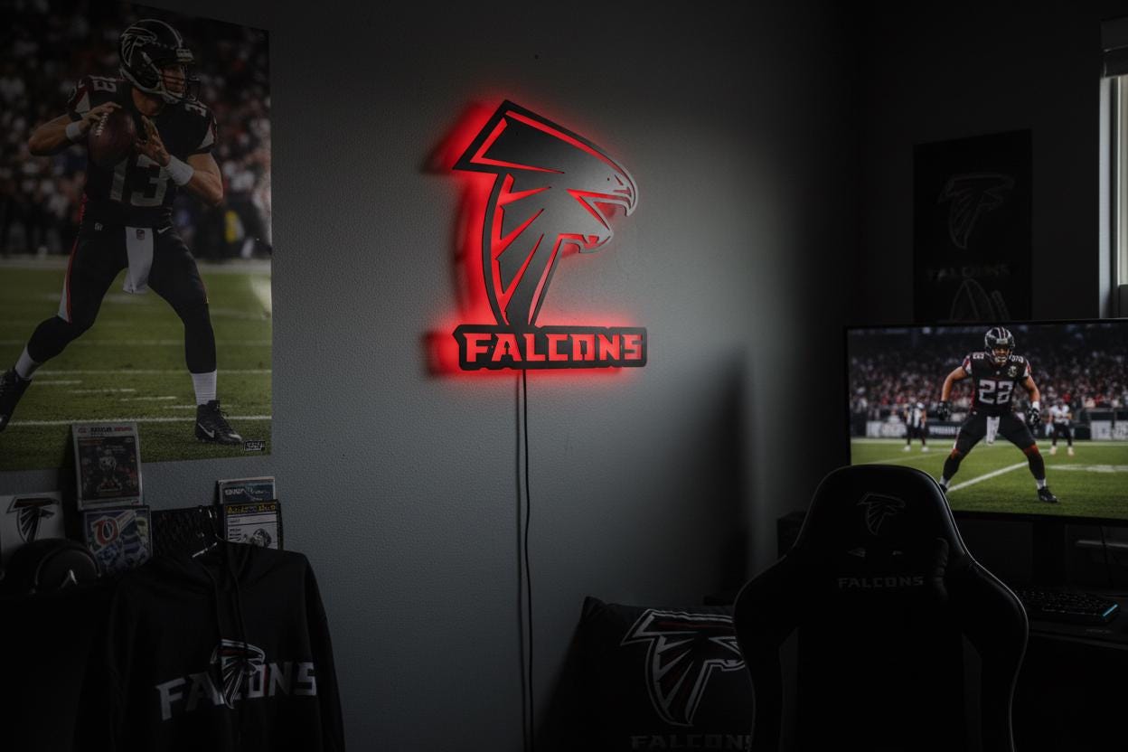 Atlanta Falcons Wall Art - NFL Team Logo Football Man Cave Decor Gift