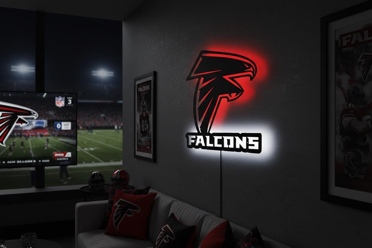 Atlanta Falcons Wall Art - NFL Team Logo Football Man Cave Decor Gift