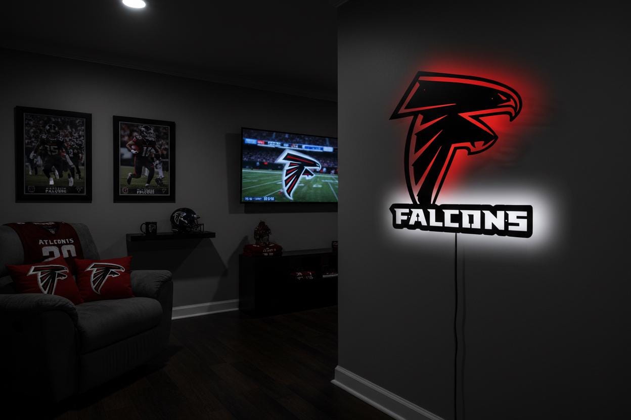 Atlanta Falcons Wall Art - NFL Team Logo Football Man Cave Decor Gift