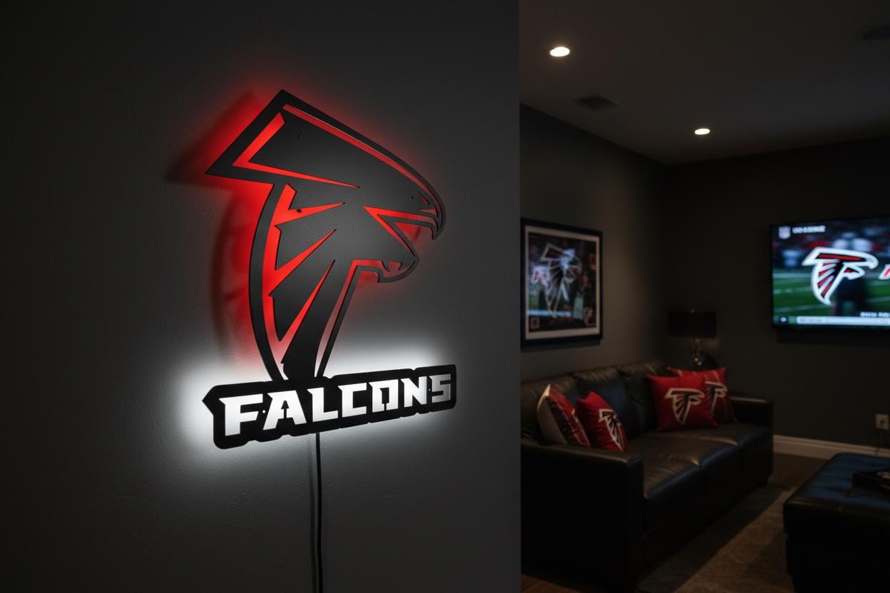 Atlanta Falcons Wall Art - NFL Team Logo Football Man Cave Decor Gift