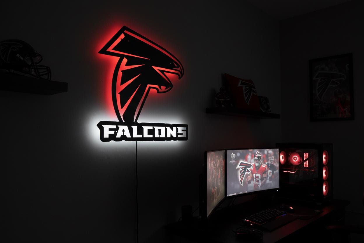 Atlanta Falcons Wall Art - NFL Team Logo Football Man Cave Decor Gift