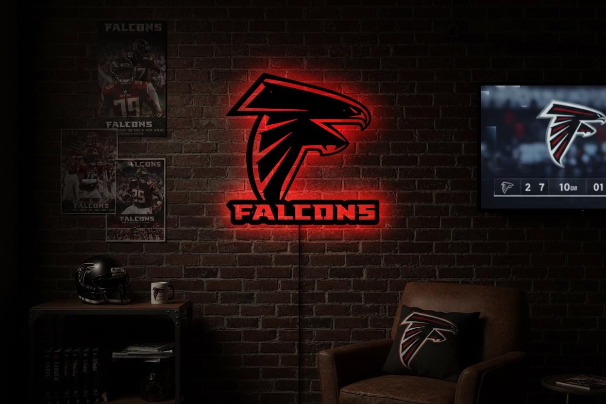 Atlanta Falcons Wall Art - NFL Team Logo Football Man Cave Decor Gift