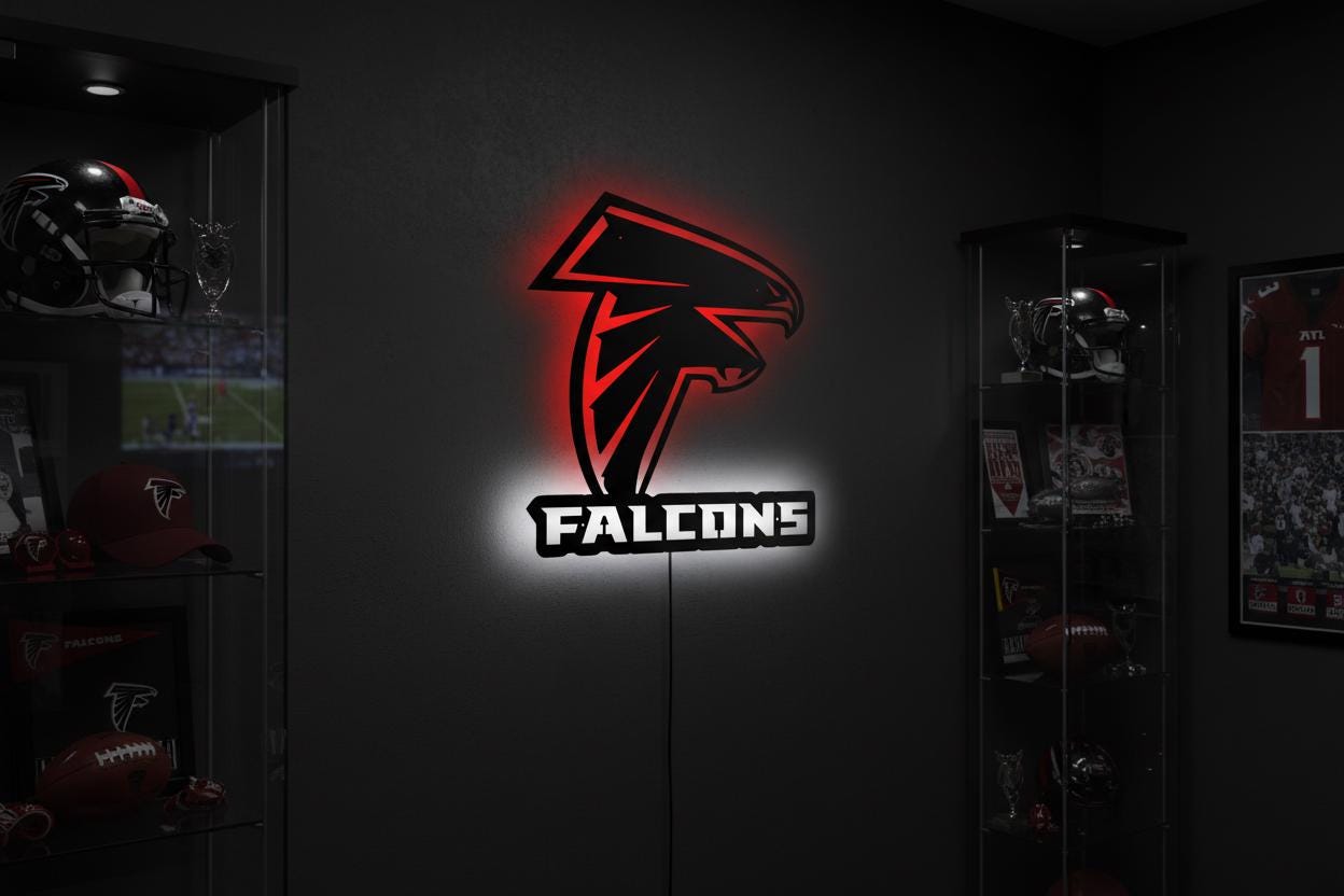 Atlanta Falcons Wall Art - NFL Team Logo Football Man Cave Decor Gift