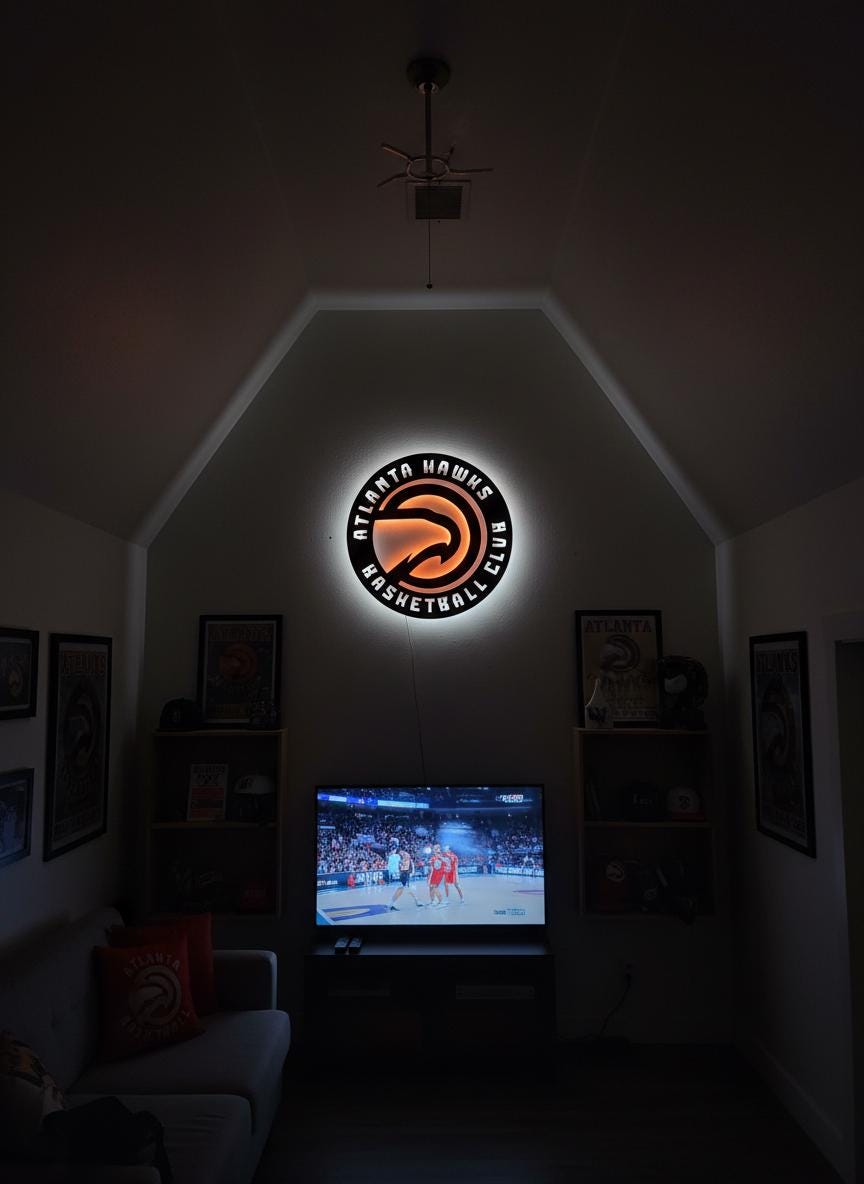 Atlanta Hawks Wall Art - Unique Team Logo NBA Basketball Game Room Decor