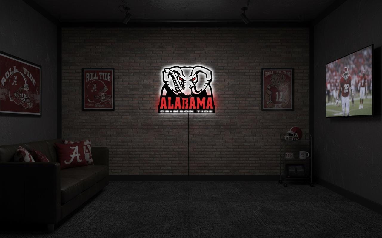Alabama Crimson Tide Wall Art - University Logo Game Room Decor & Gift