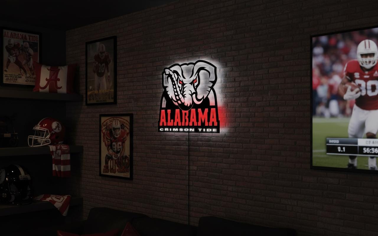 Alabama Crimson Tide Wall Art - University Logo Game Room Decor & Gift
